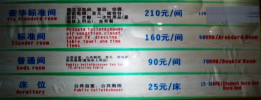 ソーマホステル料金表