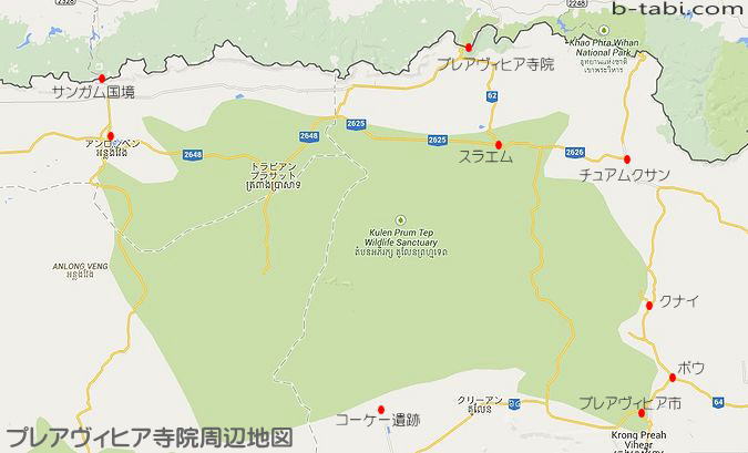 プレアヴィヒア寺院周辺地図